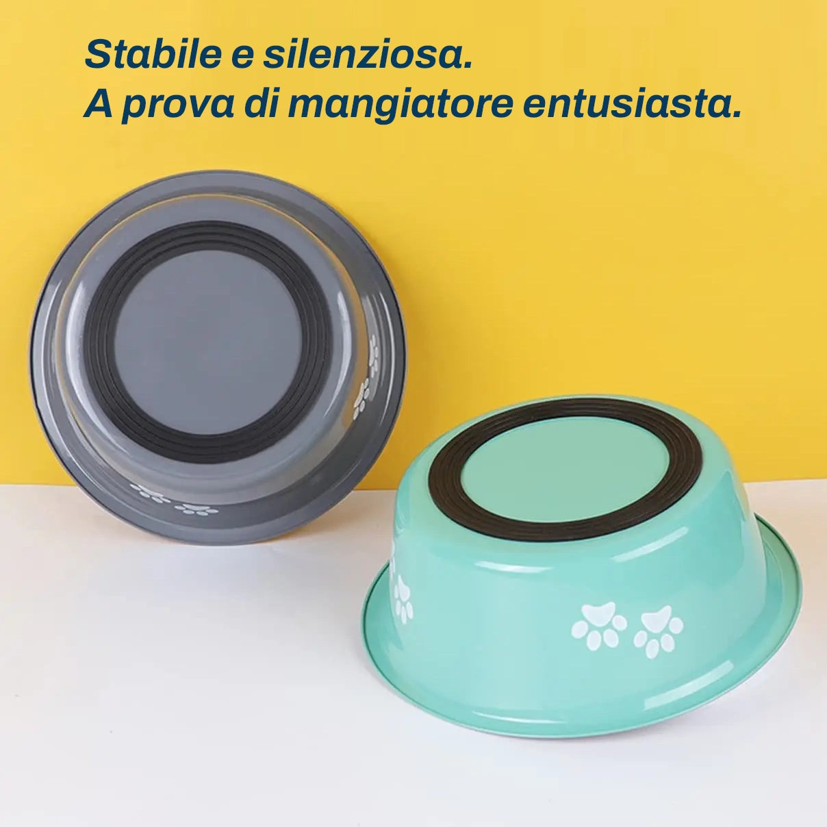 Ciotola in Acciaio Inox Antiscivolo per Cani | Perfetta a Terra o con Supporto Rialzato