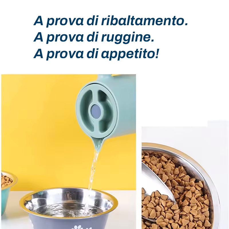 Ciotola in Acciaio Inox Antiscivolo per Cani | Perfetta a Terra o con Supporto Rialzato
