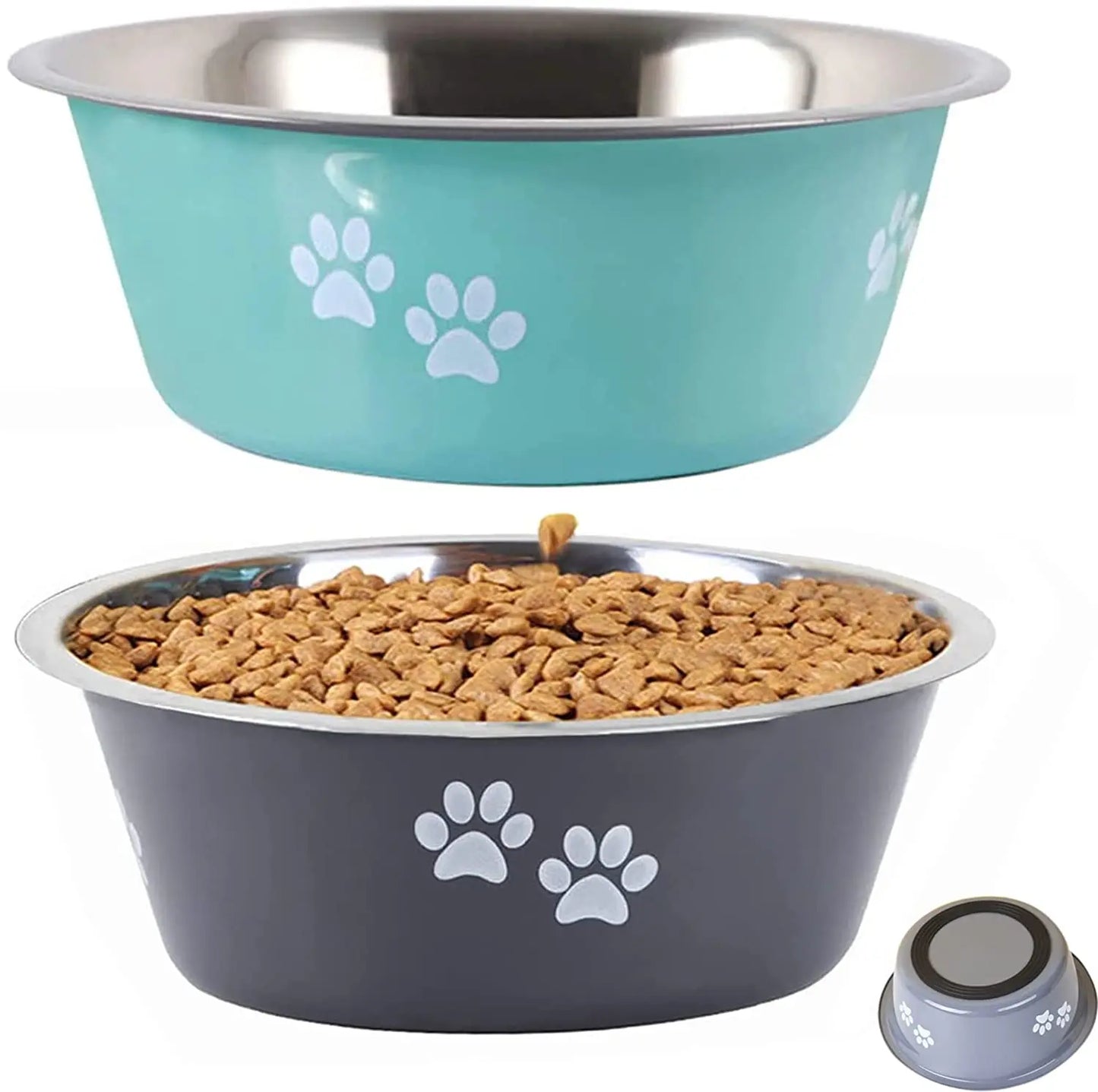 Ciotola in Acciaio Inox Antiscivolo per Cani | Perfetta a Terra o con Supporto Rialzato