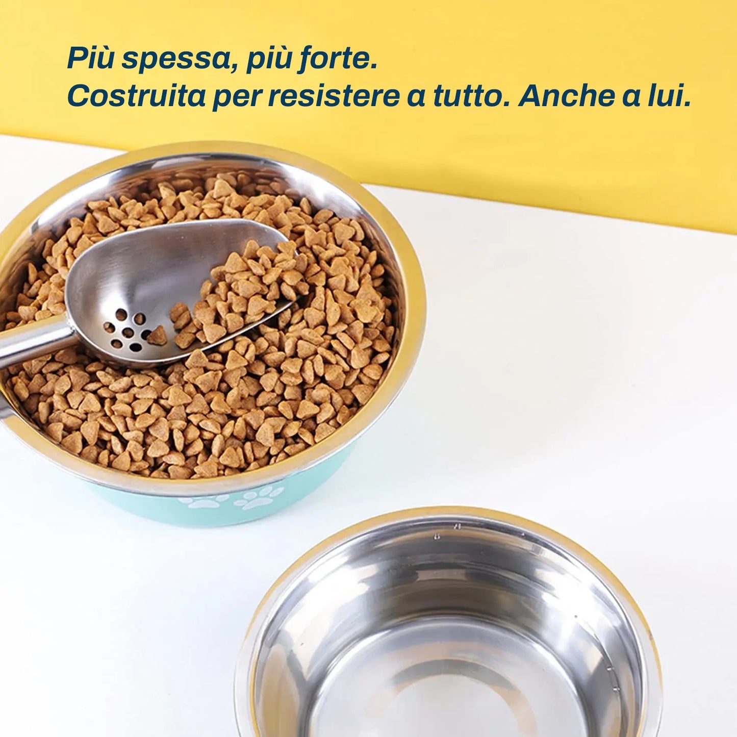 Ciotola in Acciaio Inox Antiscivolo per Cani | Perfetta a Terra o con Supporto Rialzato
