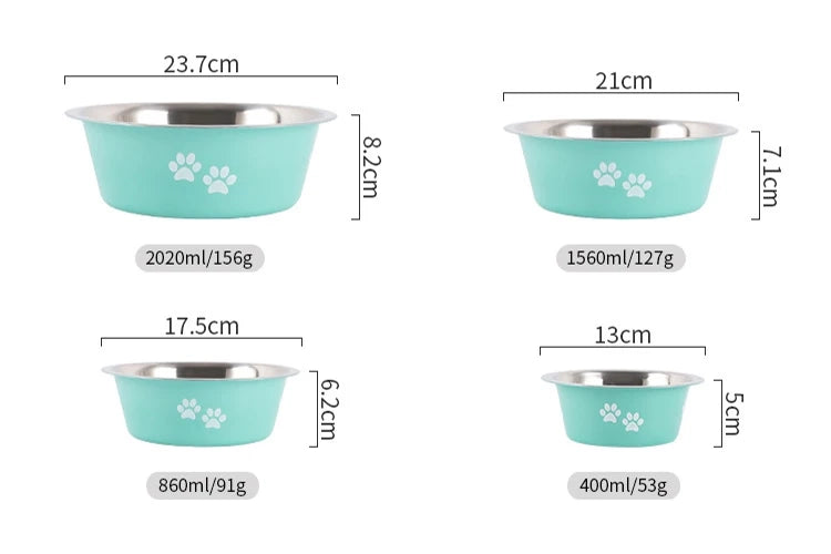 Ciotola in Acciaio Inox Antiscivolo per Cani | Perfetta a Terra o con Supporto Rialzato