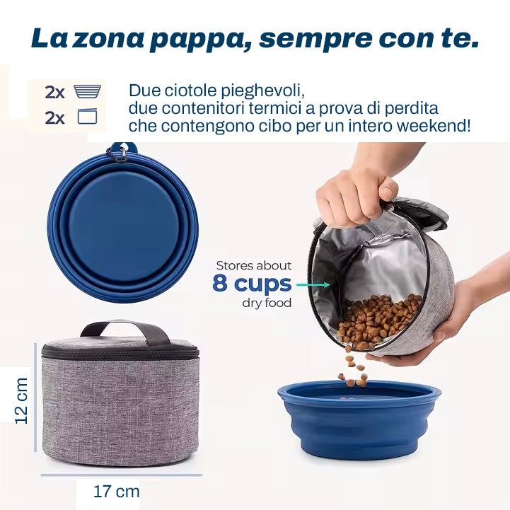 Borsa organizer da viaggio per cani e gatti | Kit completo omologato aereo