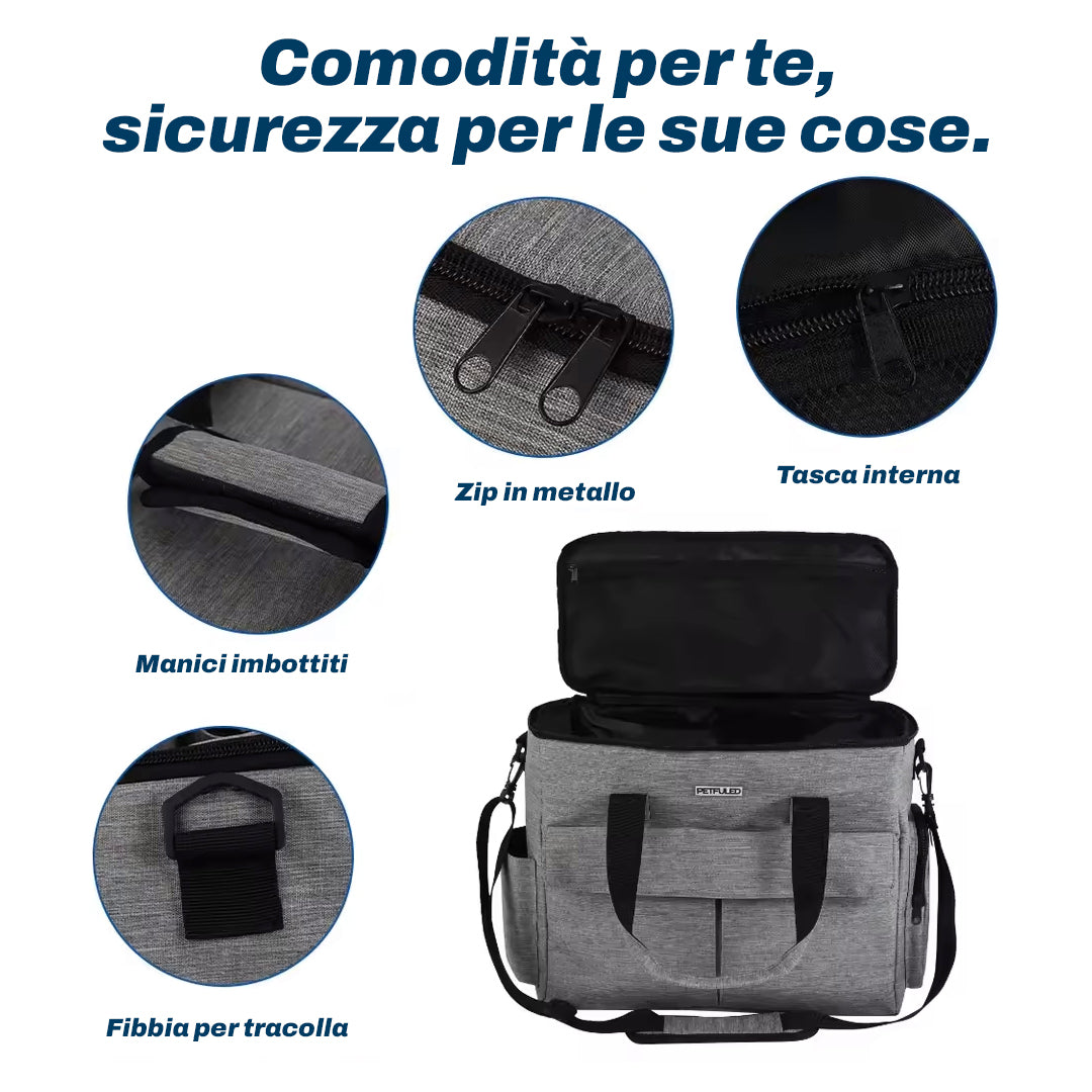 Borsa organizer da viaggio per cani e gatti | Kit completo omologato aereo