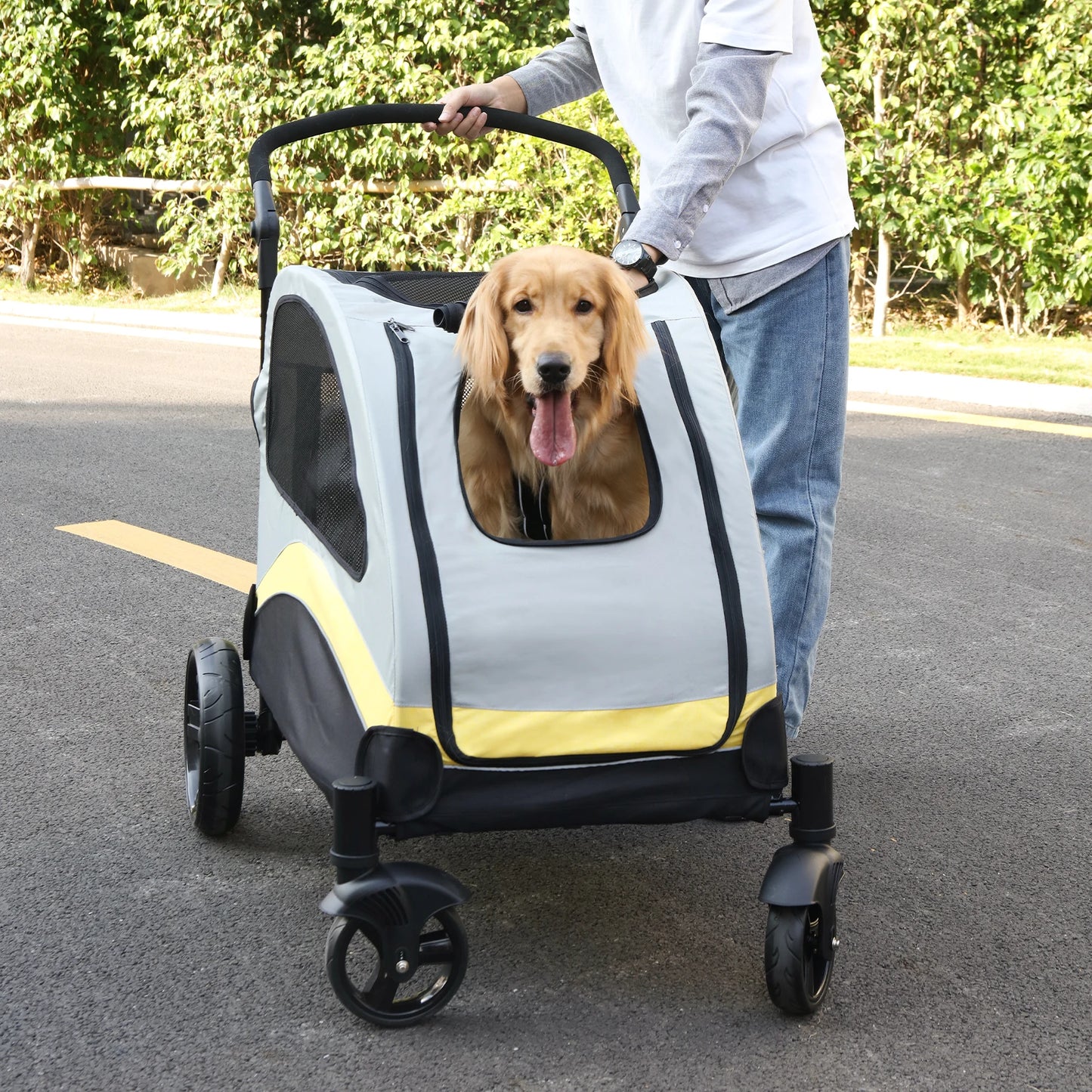 Passeggino Premium per Cani e Gatti | Pieghevole a 4 Ruote per Tutte le Taglie