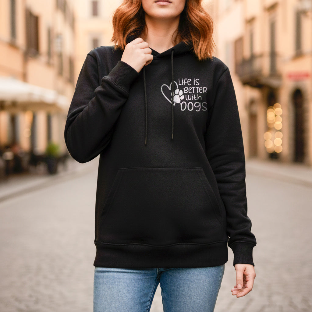 Felpa Dog Lover con Cappuccio | Stampa "Life is Better With Dog"