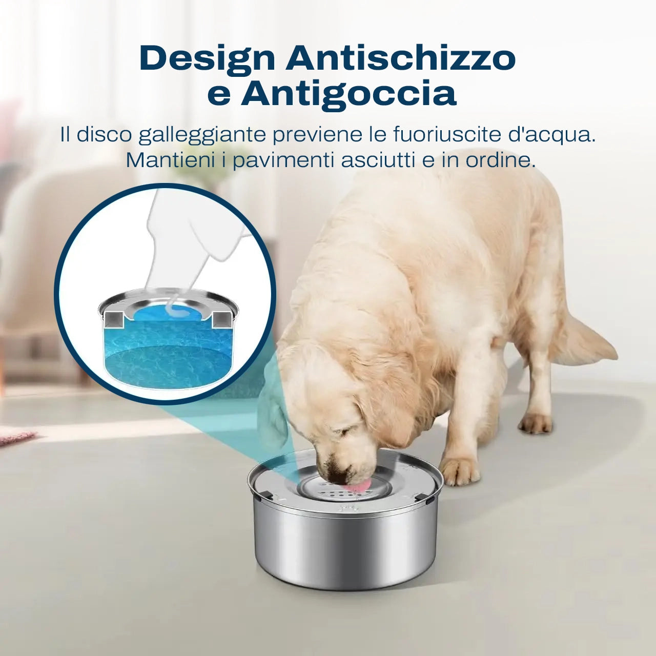 Pavimenti Asciutti, Cani (e umani) Felici | Ciotola Antischizzo Acciaio Inox 1 e 3 Litri