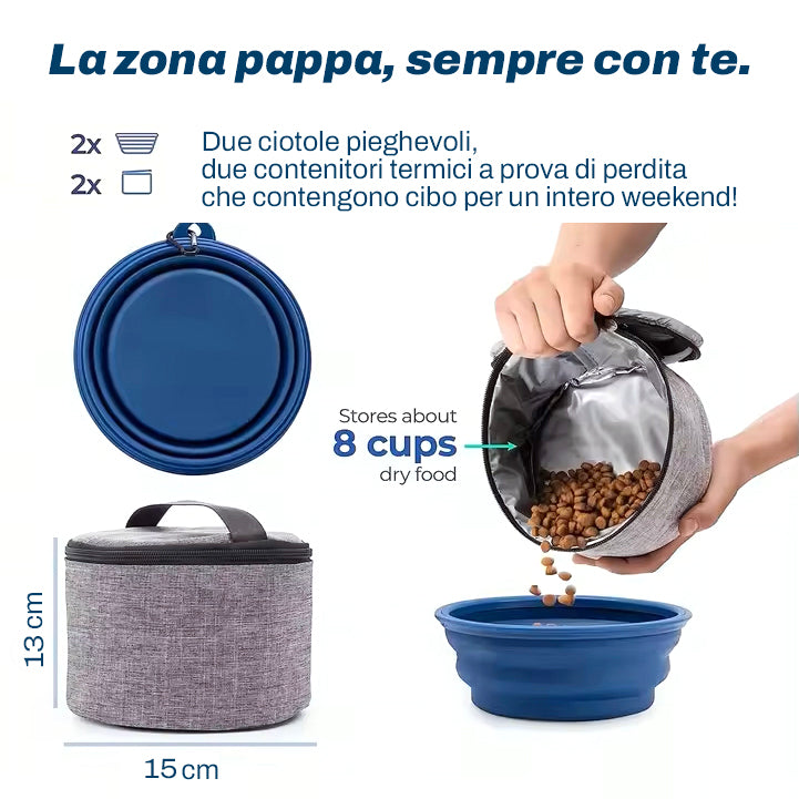 Borsa organizer da viaggio per cani e gatti | Kit completo omologato aereo