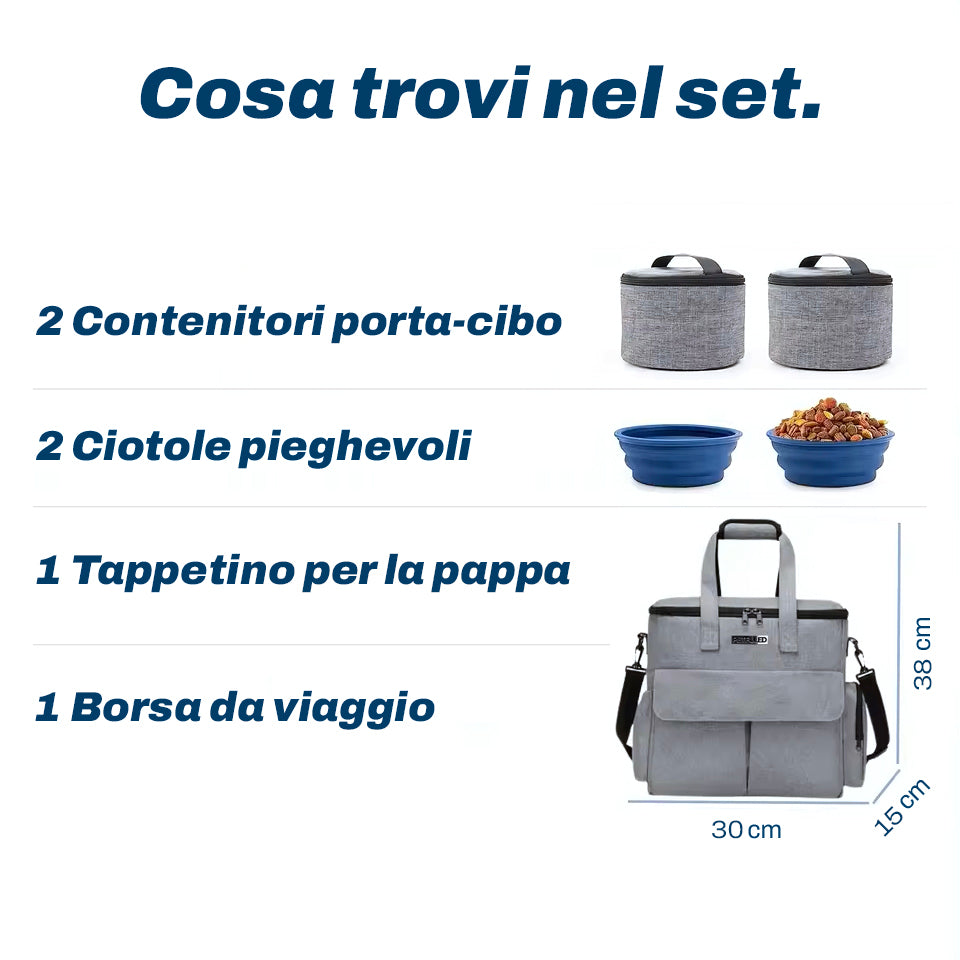 Borsa organizer da viaggio per cani e gatti | Kit completo omologato aereo